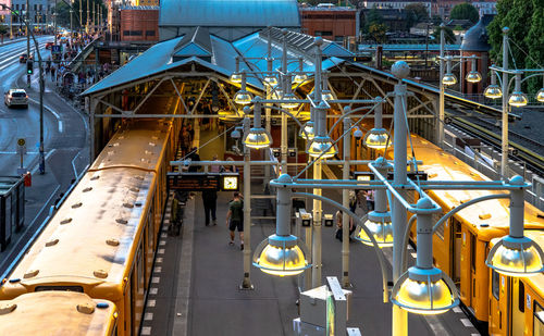 High angle view of machinery in factory