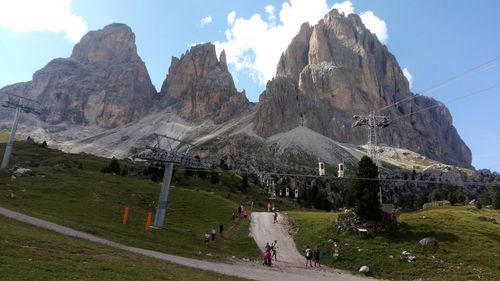 People walking on mountain