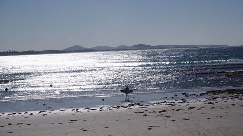 Scenic view of sea against clear sky