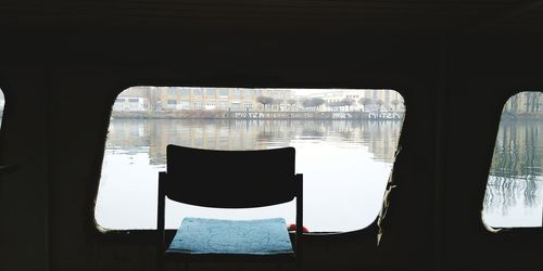 Buildings seen through window