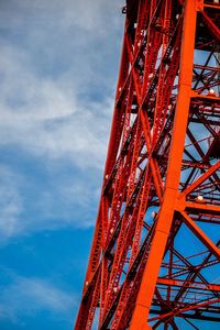 Low angle view of bridge against cloudy sky