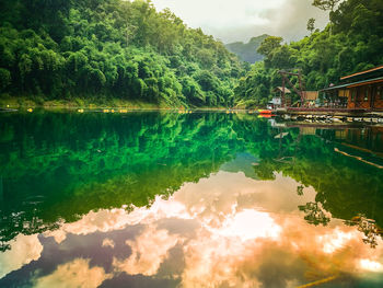 Scenic view of lake against sky