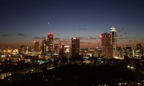 Illuminated city at night