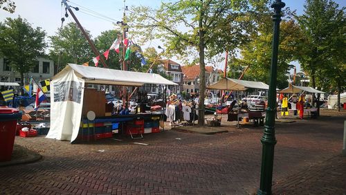 View of market stall in city