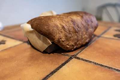 High angle view of bread on table