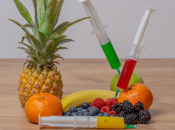 Close-up of fruits on table