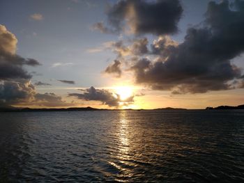 Scenic view of sea against sky during sunset