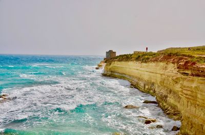 Scenic view of sea against clear sky