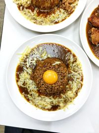 Directly above shot of breakfast served in plate