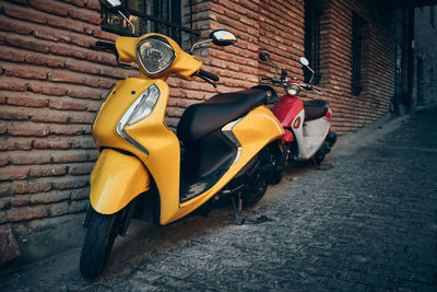 High angle view of motorcycle on street