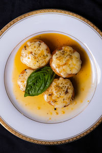 High angle view of food in plate