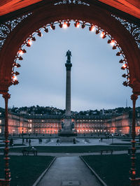 View of monument in city against clear sky