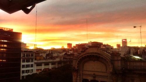 Buildings at sunset