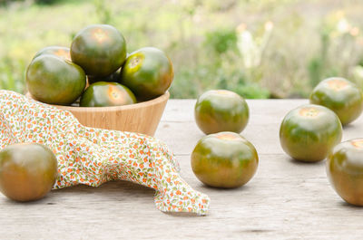 Close-up of fruits on table