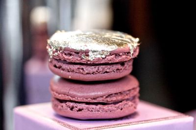 Close-up of macaroons on table