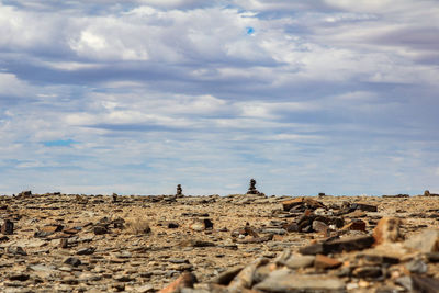 Surface level of land against sky