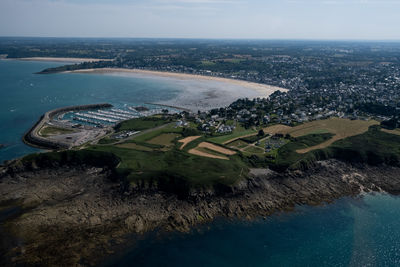 High angle view of sea against sky