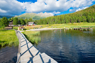 Scenic view of lake against sky