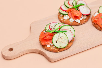 High angle view of food on table