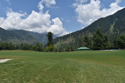 Golf course at pahalgam kashmir, india.