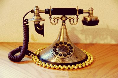 Close-up of decorations on table