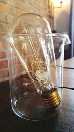 Close-up of water in glass on table