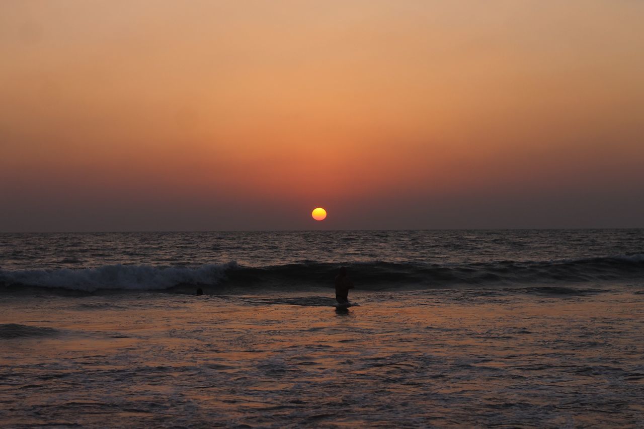 SCENIC VIEW OF SUNSET OVER SEA