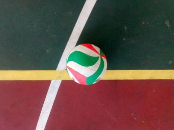 High angle view of ball on court