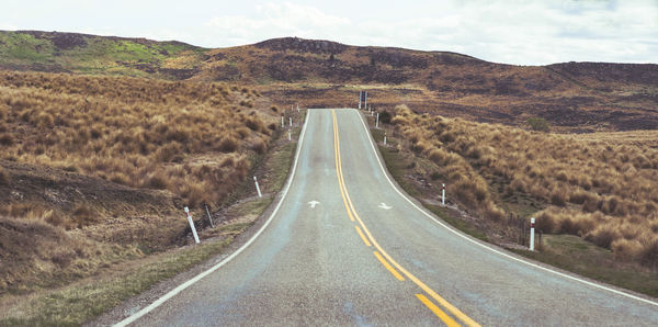 Scenic view of road and landscape against sky