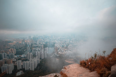 Hong kong city seen from lion rock peak