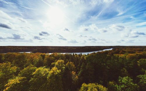 Scenic view of green landscape against sky