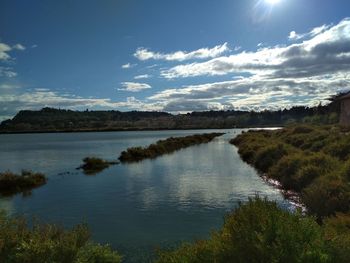 Scenic view of lake against sky