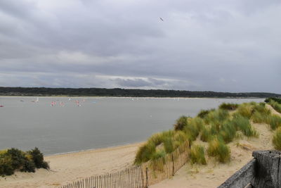 Scenic view of beach against sky