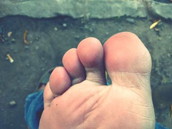 High angle view of human hand