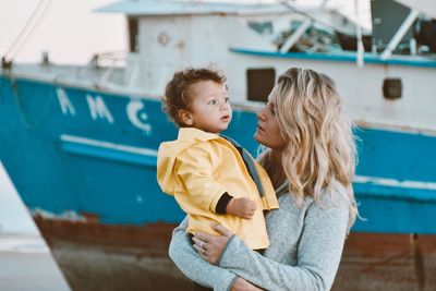 Mother and daughter outdoors