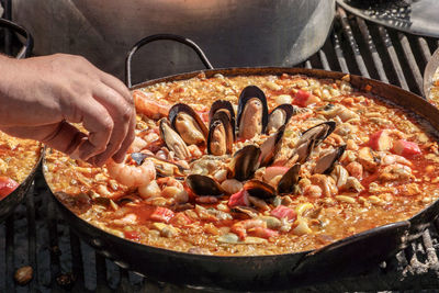 Close-up of person preparing food