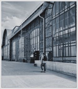 Woman walking on city street