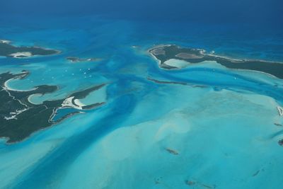 High angle view of blue sea