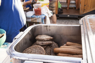 High angle view of food for sale