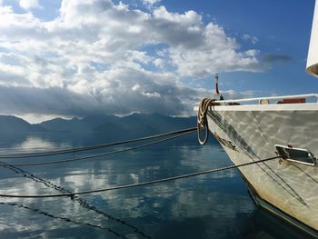 Sailboat on sea against sky