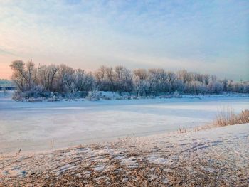 Scenic view of snow covered landscape