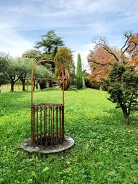 Trees in park against sky