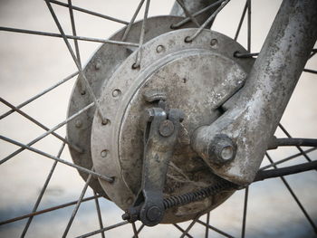 Close-up of motorcycle wheel