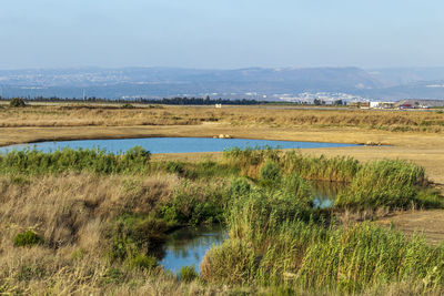 Scenic view of lake against sky