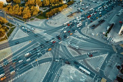 High angle view of traffic on city street