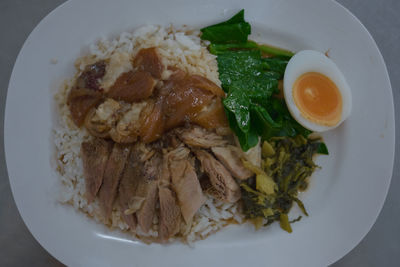 High angle view of meal served in plate