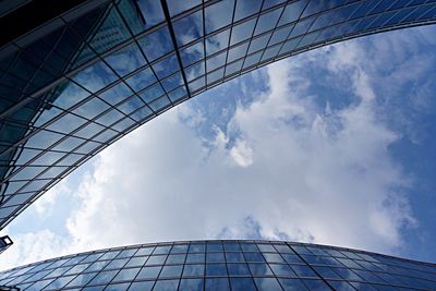 Low angle view of modern building against sky