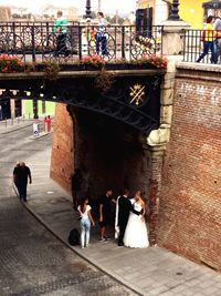 Group of people walking in temple