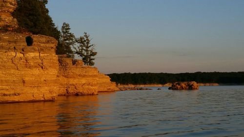 Scenic view of sea at sunset