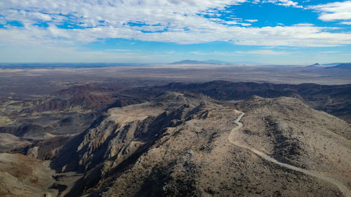 Aerial view of landscape against cloudy sky